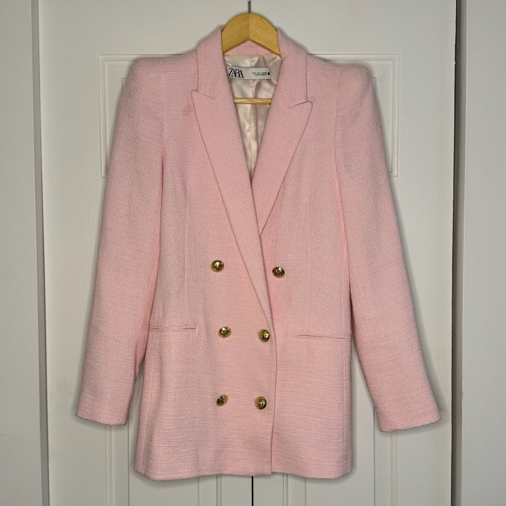 Zara Pink Blazer with Gold Buttons sz S